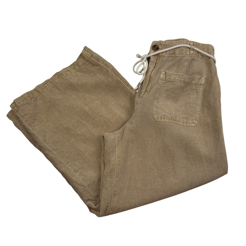 C&C California Linen Lyocel Wide Leg Flowy Cropped Pants Women's Size 8